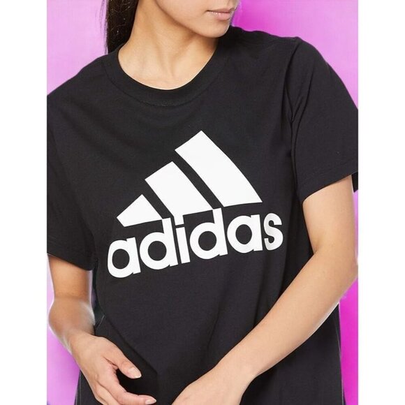 Adidas Badge of Sports Short Sleeve Black Tee Cotton Round Neck NEW Small - Picture 6 of 9